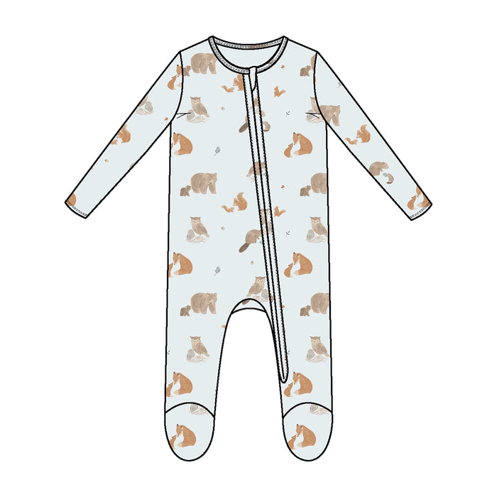 *Pre-Sale* Angel Dear Woodland Animals Zipper Footie - Blue