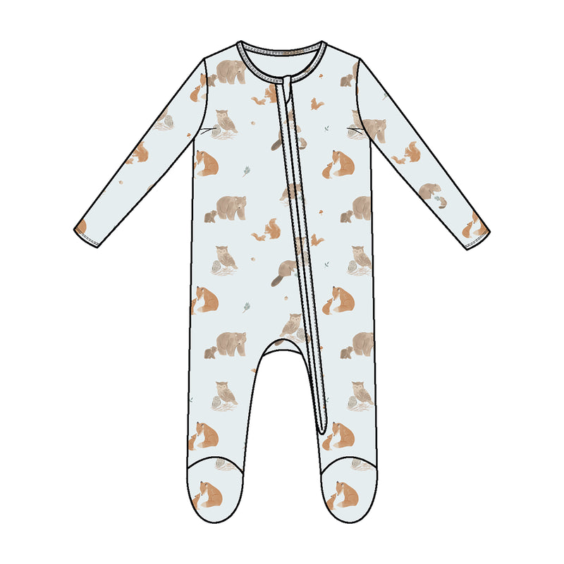 *Pre-Sale* Angel Dear Woodland Animals Zipper Footie - Blue