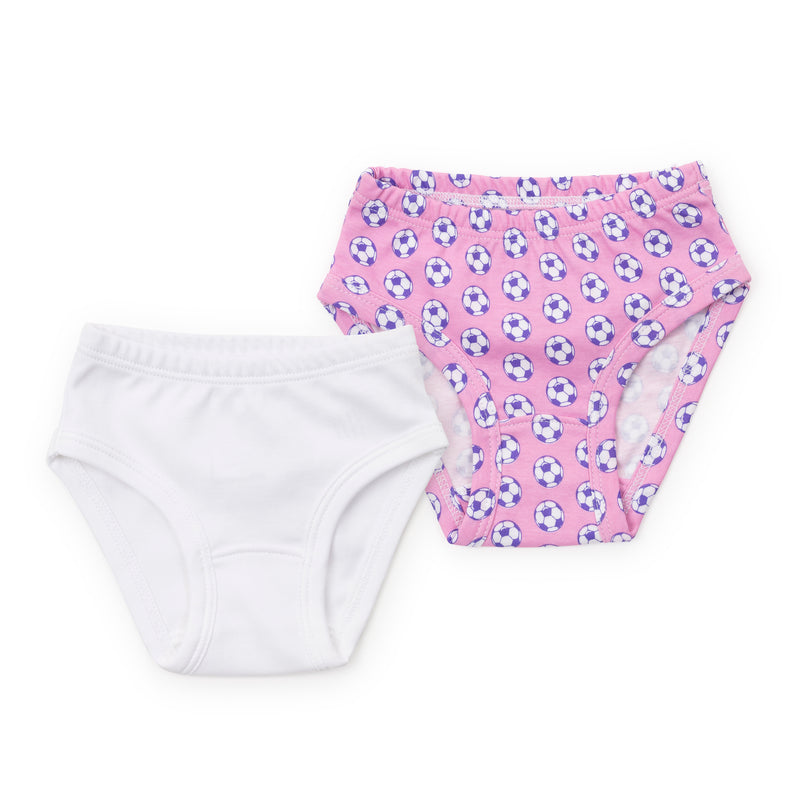 Lila + Hayes Girls Underwear Set - Pink Soccer/White