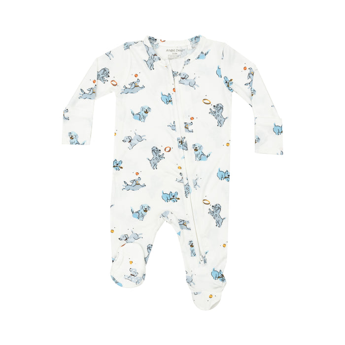 Angel Dear Playful Puppies Zipper Footie - Blue