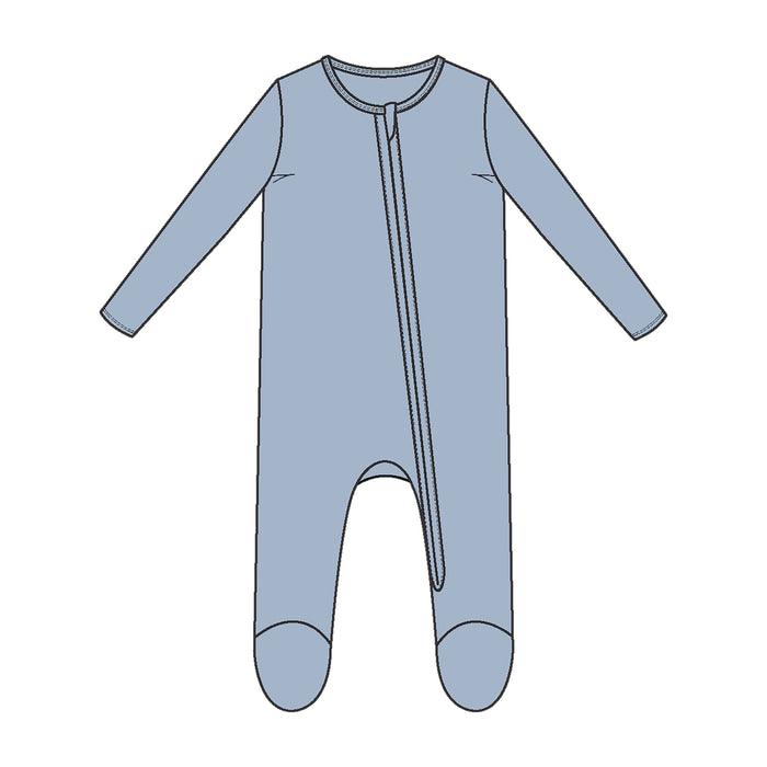 *Pre-Sale* Angel Dear Ribbed Zipper Footie - Blue