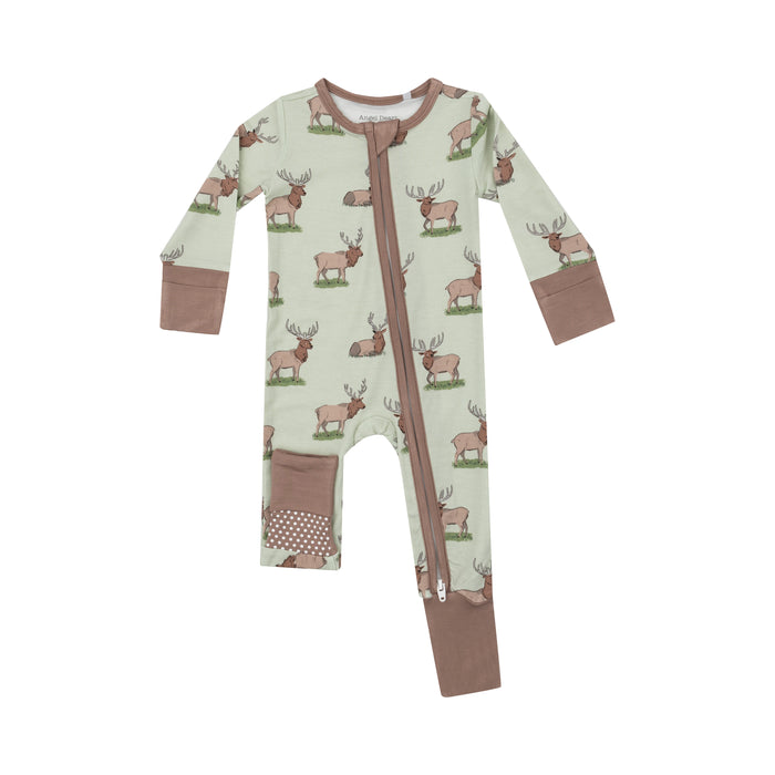 Angel Dear Elk Zipper Romper - Green