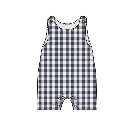 Angel Dear Navy Gingham Romper