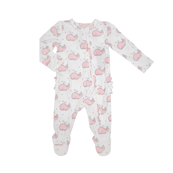 Angel Dear Bubbly Whale Zipper Footie - Pink