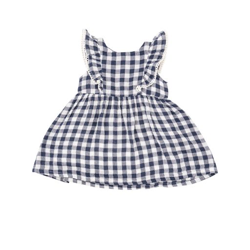 Angel Dear Navy Gingham Ruffle Dress