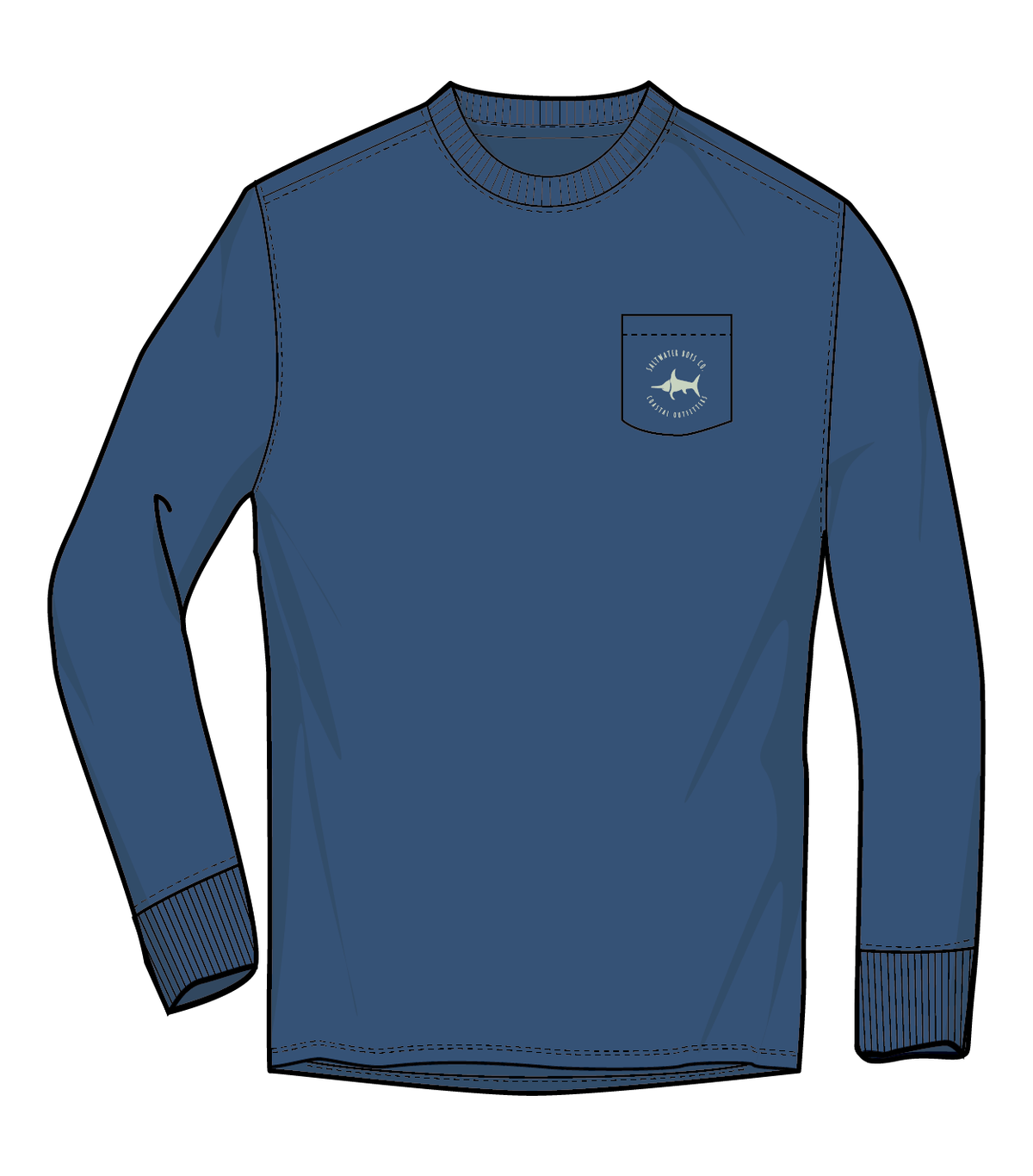 Saltwater Boys Company Hunter & Dog Long Sleeve T-Shirt - Blue