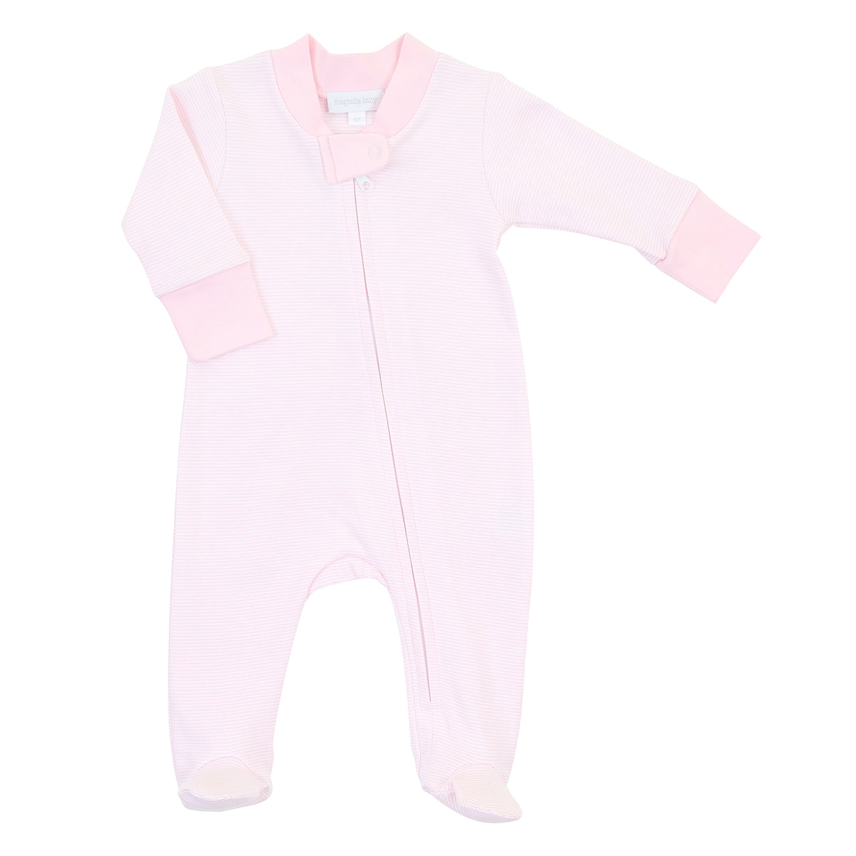 Magnolia Baby Mini Striped Essentials Zipped Footie - Pink