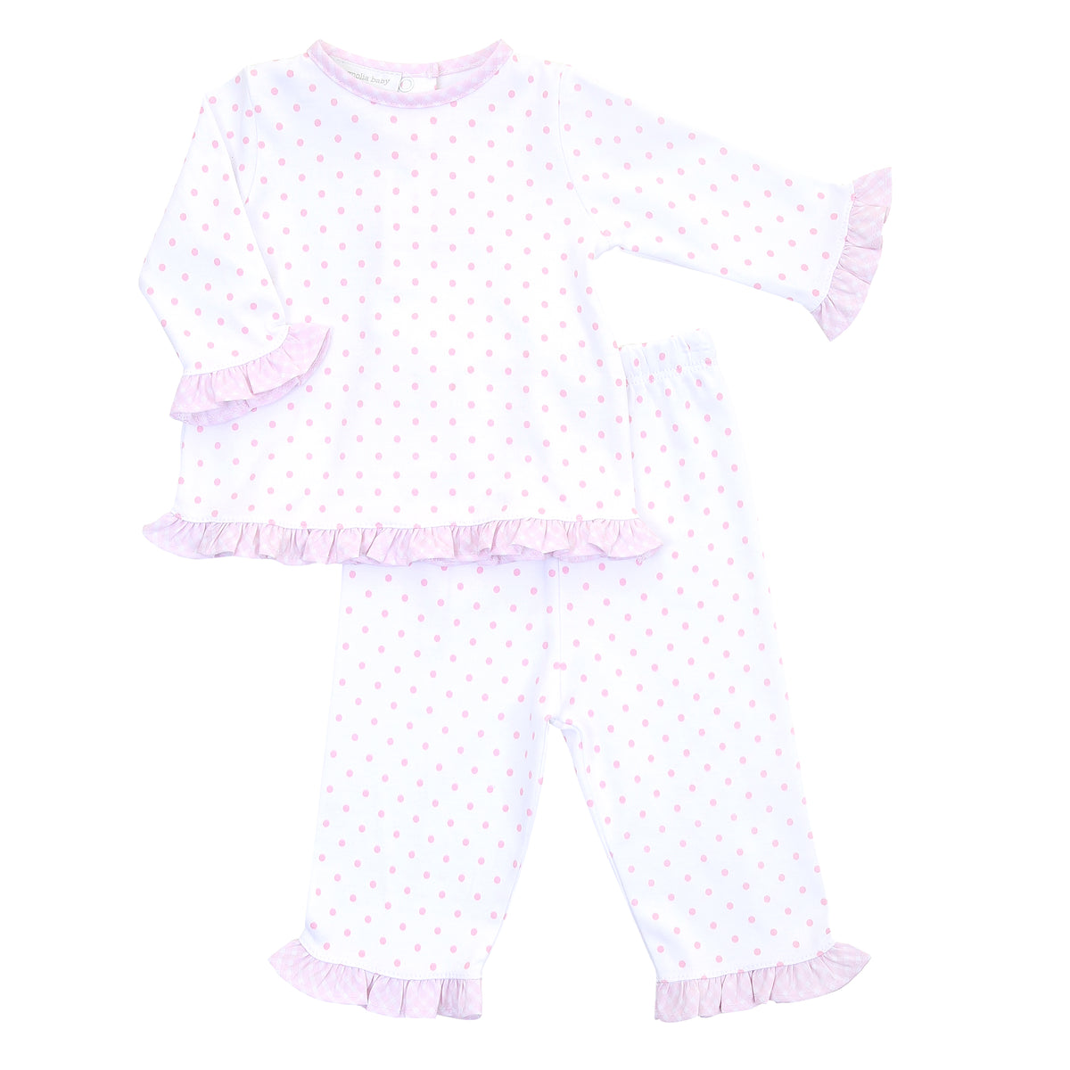 Magnolia Baby Gingham Dots Essentials Ruffle Two Piece Pant Set - Pink