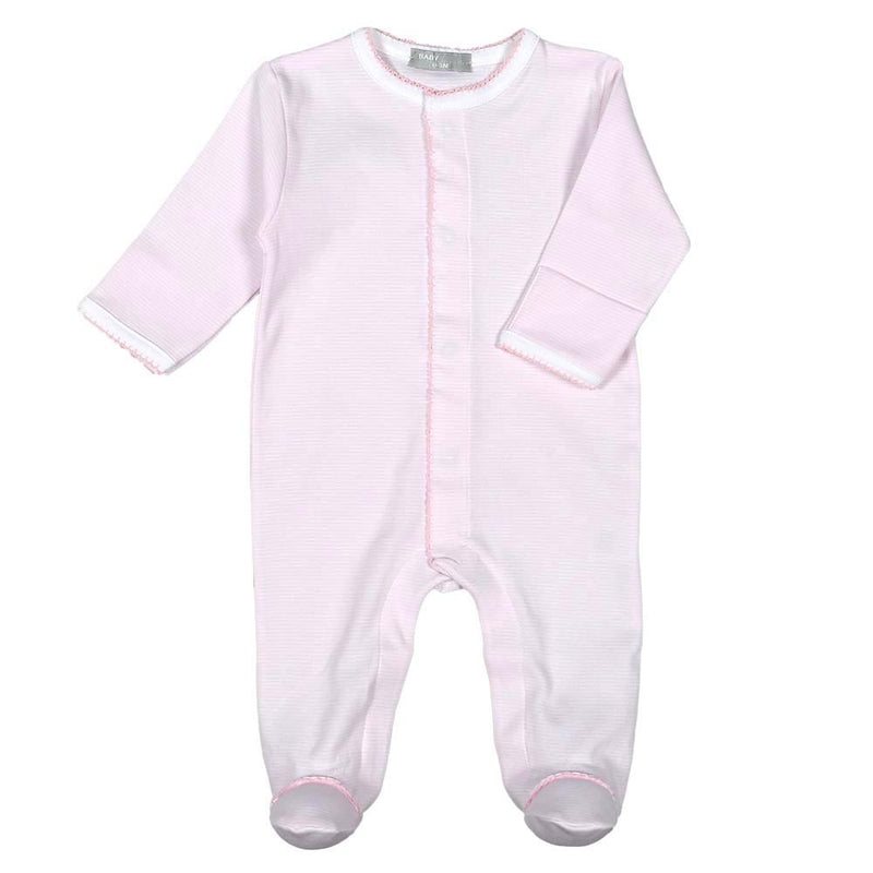 Baby Loren Stripes Pima Footie - Pink