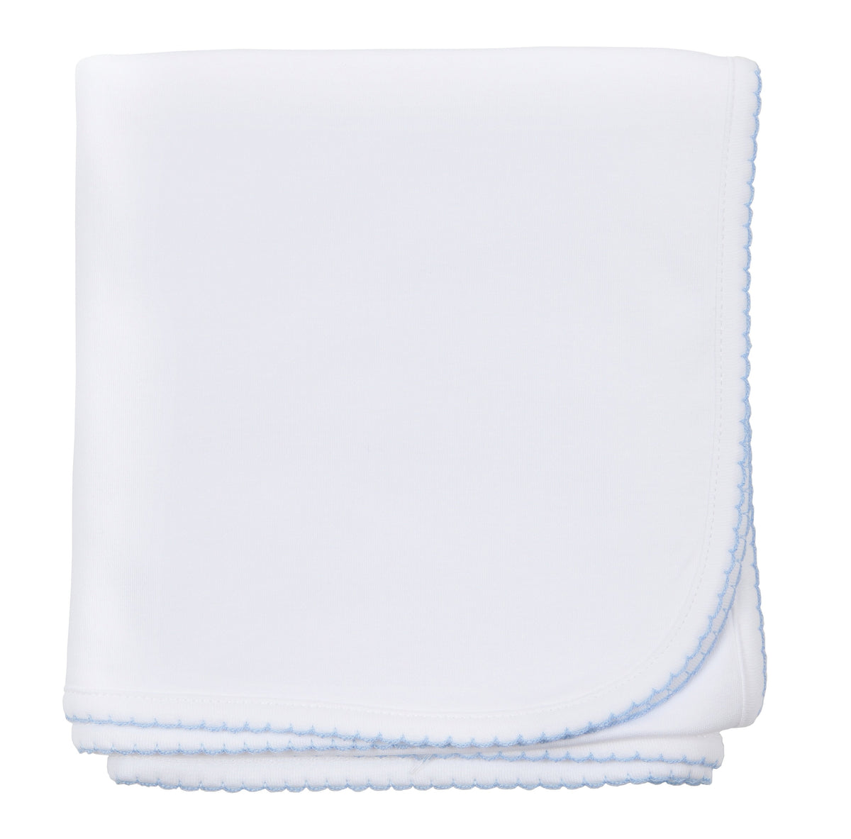 Magnolia Baby Essentials Blanket - White w/ Blue Trim