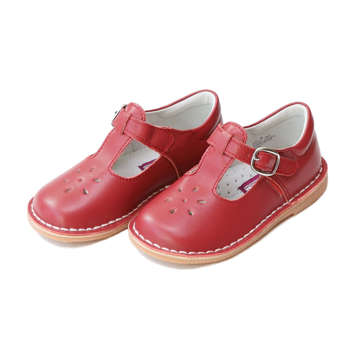 L’Amour Joy Classic Leather T-Strap Mary Jane - Red