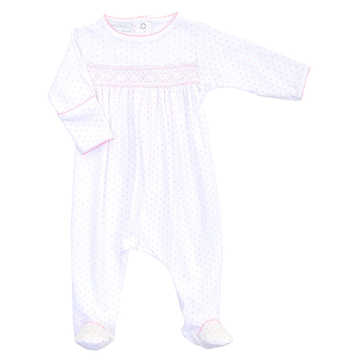 Magnolia Baby Mini Dot Essentials Smocked Footie - Pink