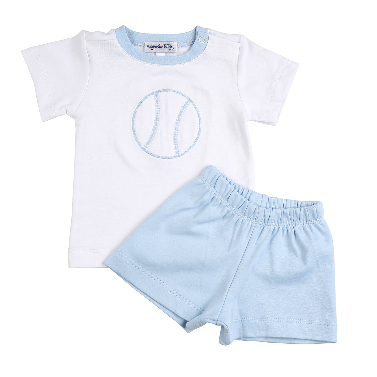 Magnolia Baby At the Ballpark Applique Blue Short Set