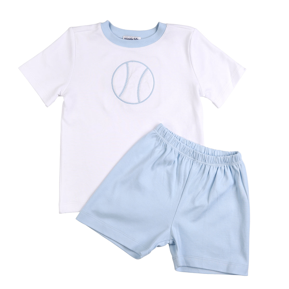 Magnolia Baby At the Ballpark Applique Blue Short Set