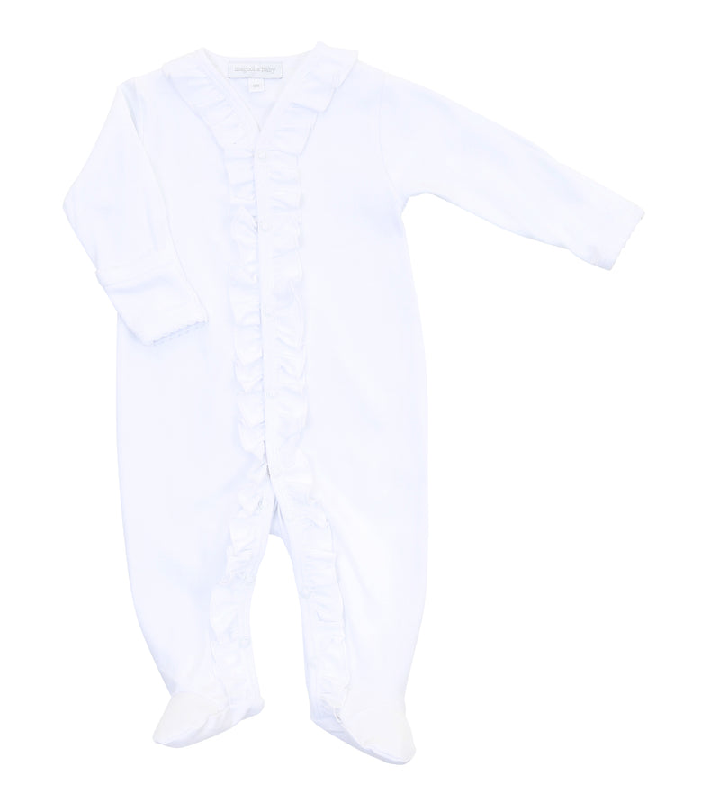 Magnolia Baby Ruffle Footie - White