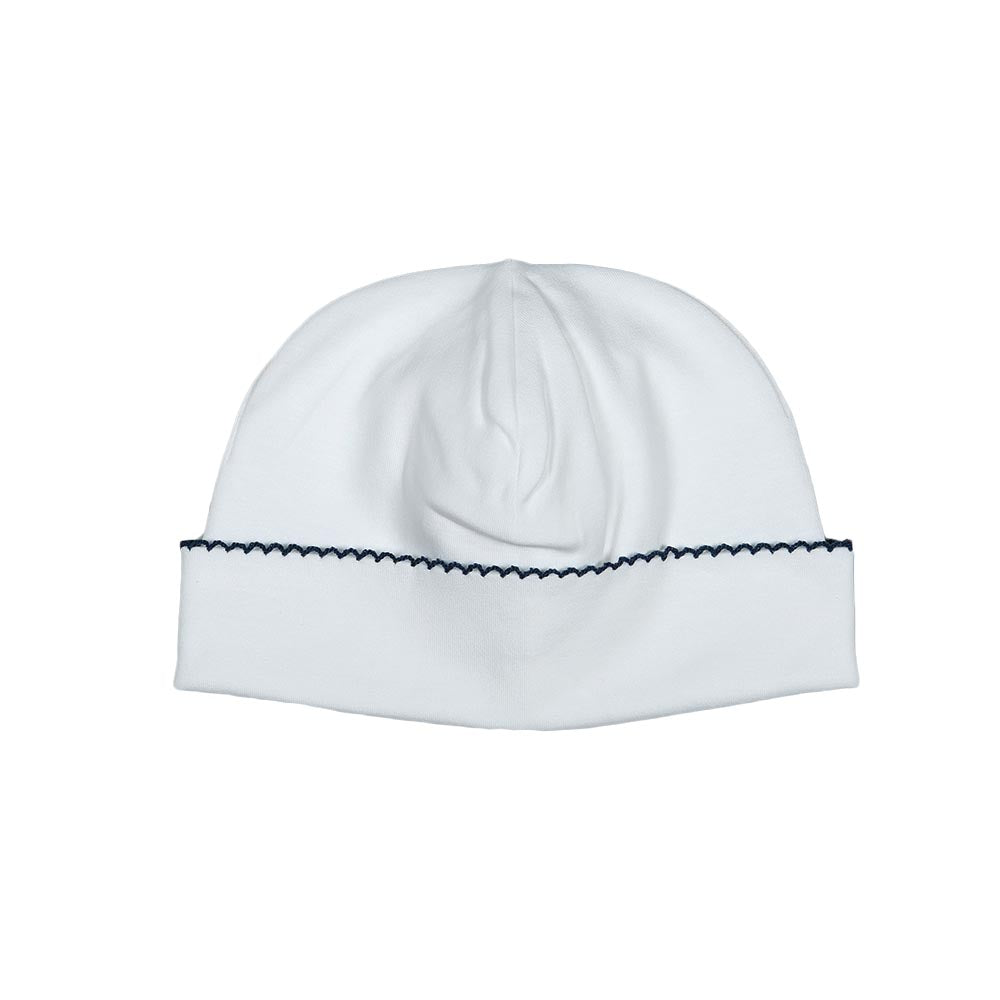 Baby Loren Pima Hat - White w/ Navy Trim