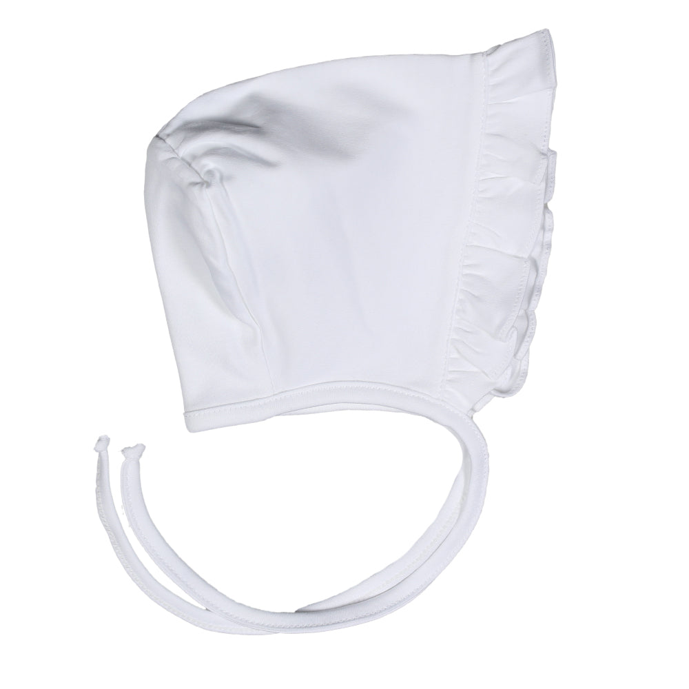 Baby Loren Pima Ruffles Bonnet - White