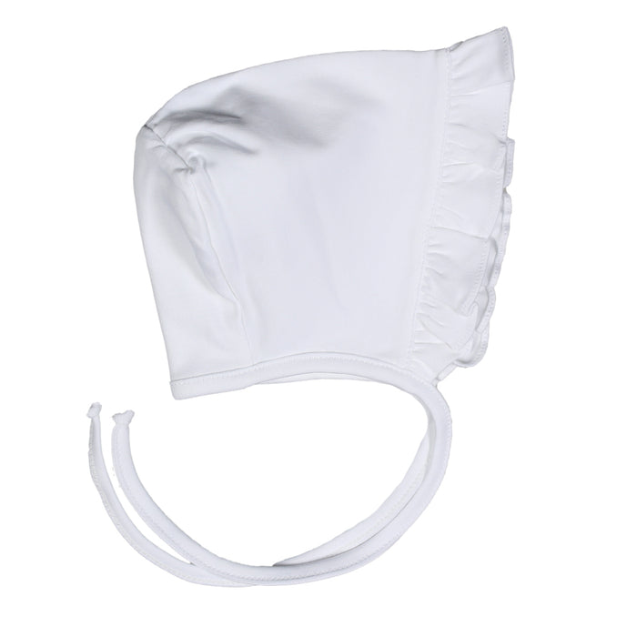 Baby Loren Pima Ruffles Bonnet - White