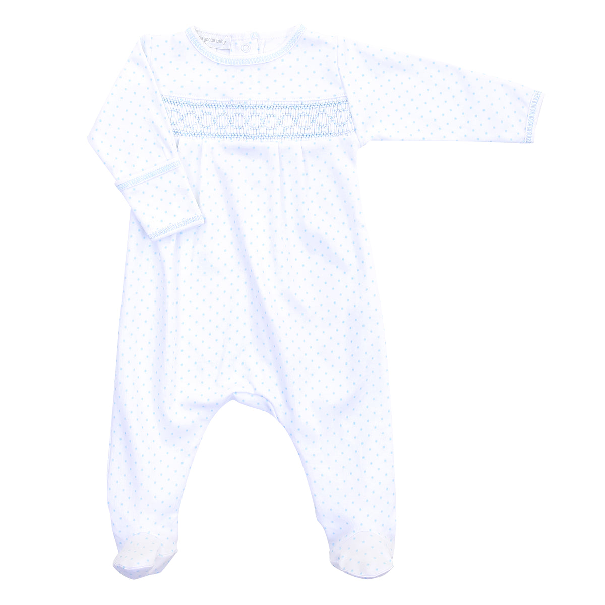 Magnolia Baby Mini Dot Essentials Smocked Footie - Blue