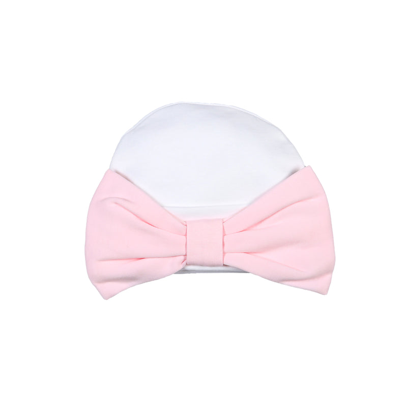 Baby Loren Pima Hat - White w/ Pink Bow