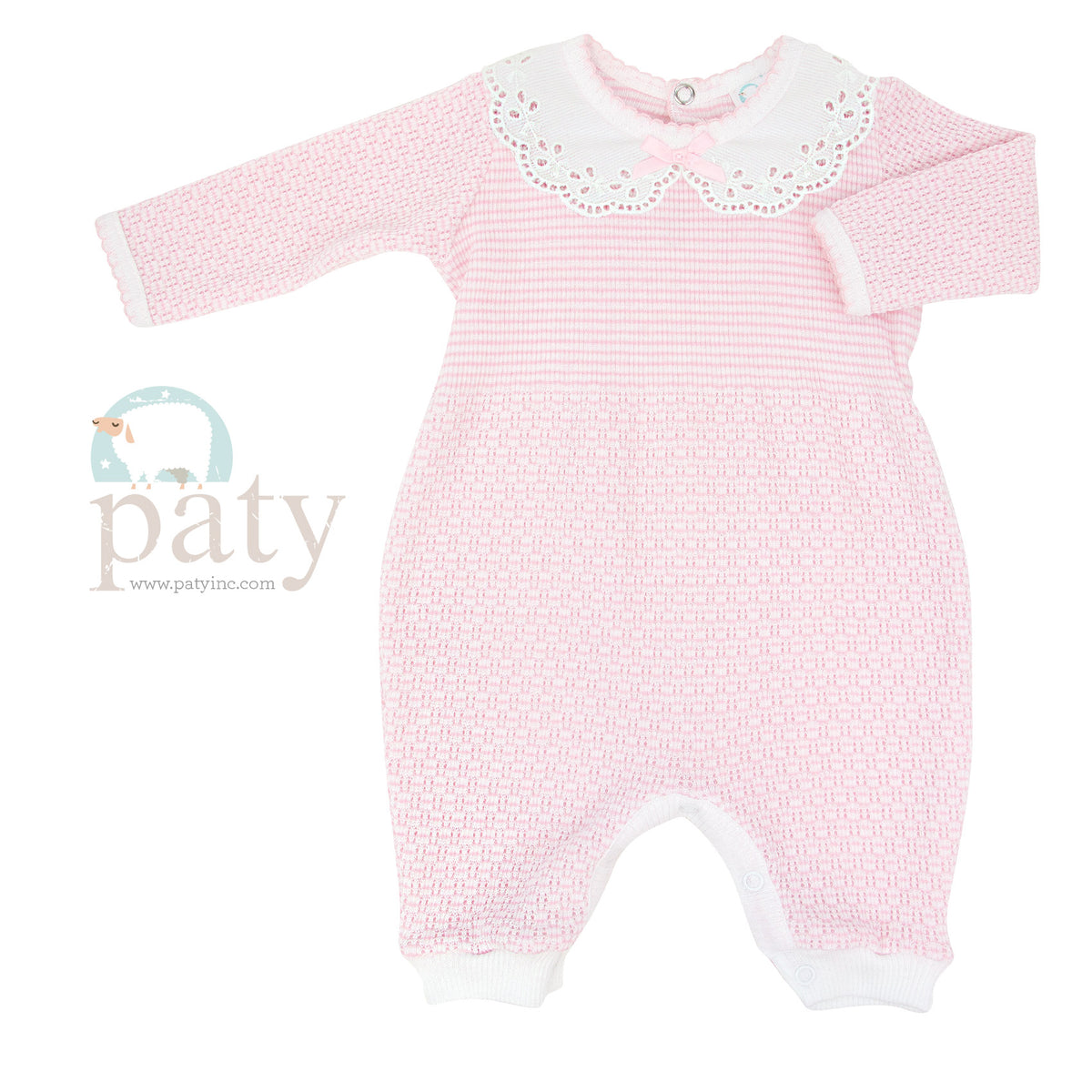 Paty, Inc. Solid Color Romper with Collar - Pink