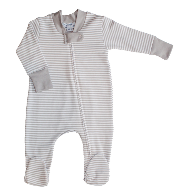 Magnolia Baby Essentials Stripes Zipped Footie - Silver