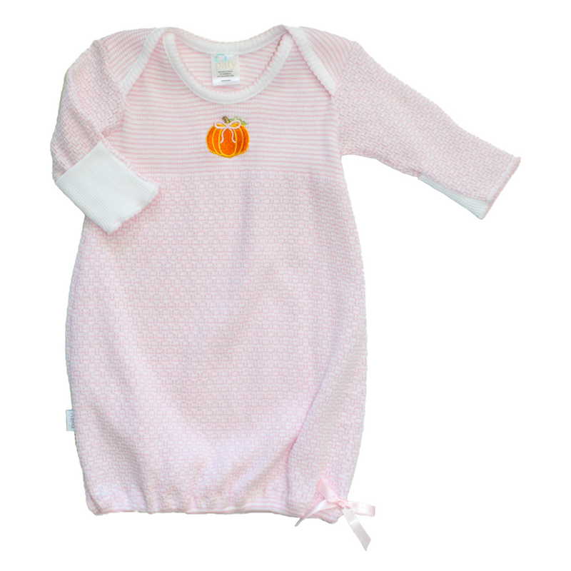Knit Gown with Pumpkin Embroidery - Pink