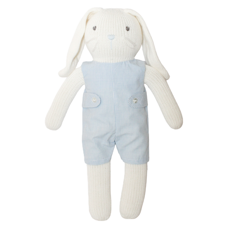 Zubels Knit Bunny with Blue Check Jon Jon