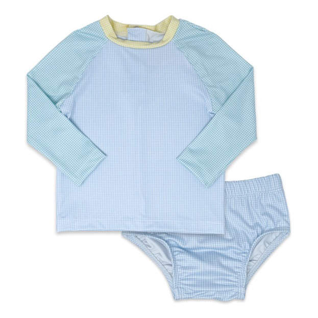 Lullaby Set Boys Blue Color Block Rash Guard Set