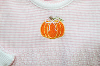 Knit Gown with Pumpkin Embroidery - Pink