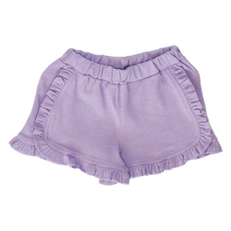 Girls Knit Ruffle Shorts - Lavender