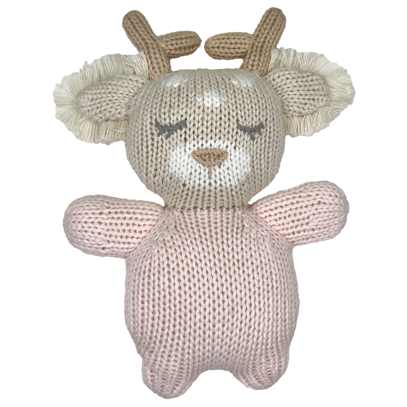 Zubels Knit Fawn Rattle - Pink