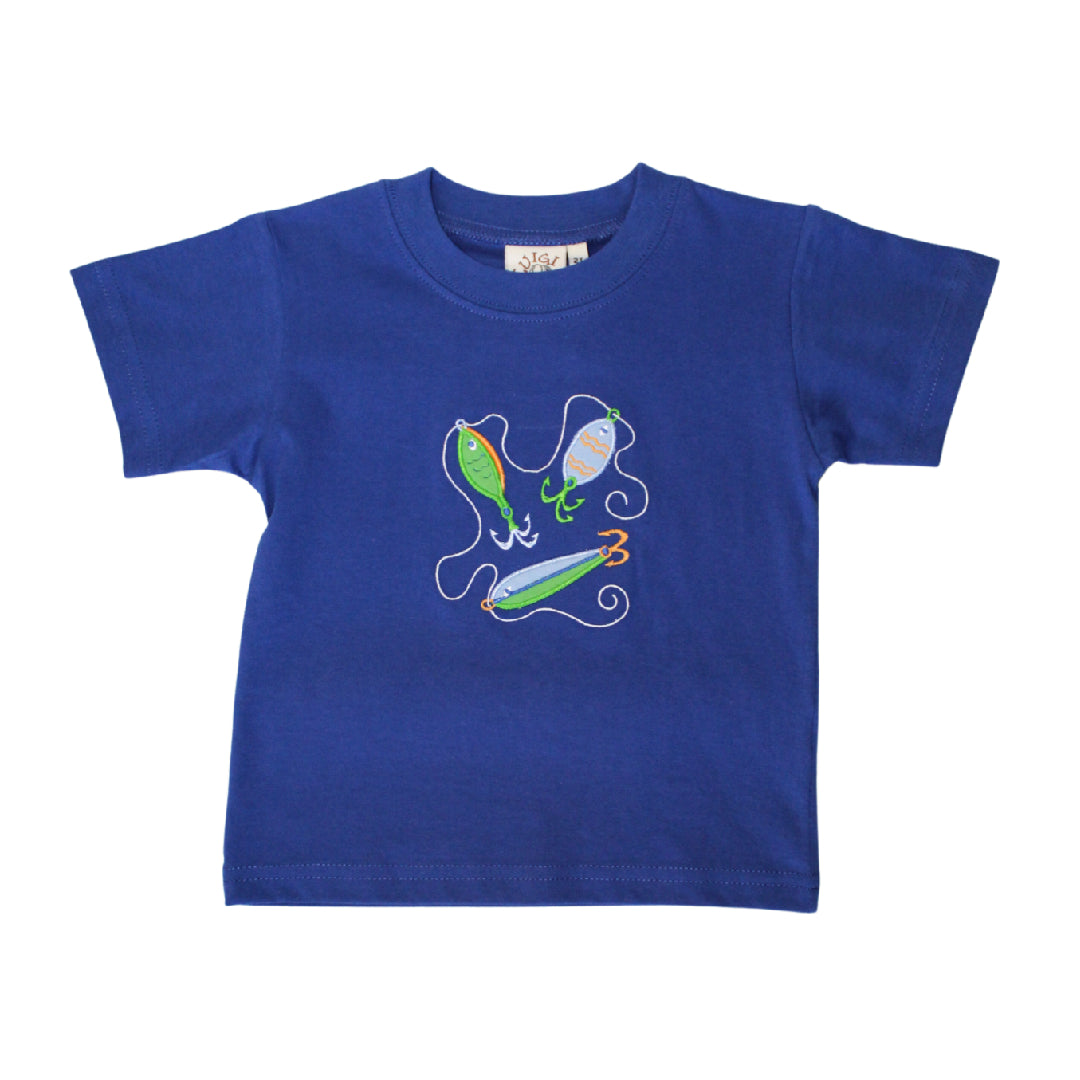 Boys Fishing Appliqué T-Shirt - Royal Blue